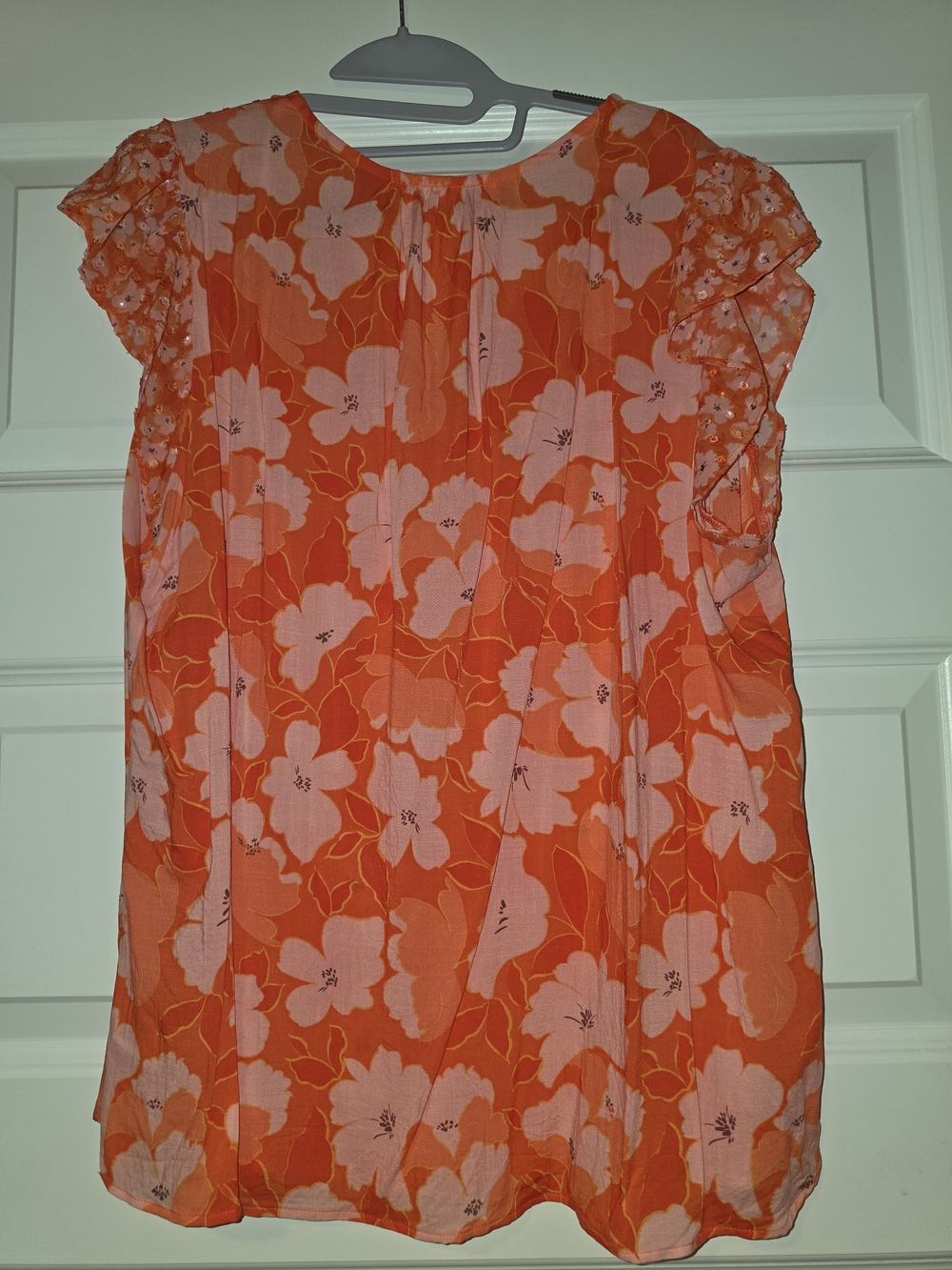 DR2 Floral Blouse in Orange & Pink XL